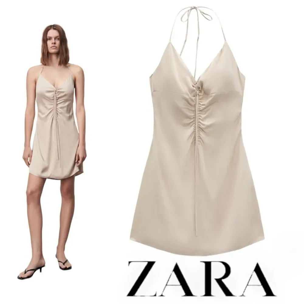 ZARA | Ecru | RUCHED MINI DRESS